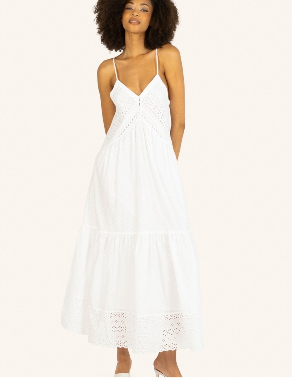 Super Natural by Secret Mission NWT Daniella  white  Eyelet Maxi Sundress, s